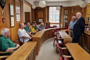 Oak Tree Farm representatives enjoyed a talk with the Past Town Mayor, Councillor Davies and the Town Clerk, on the Council Chamber and local democracy.