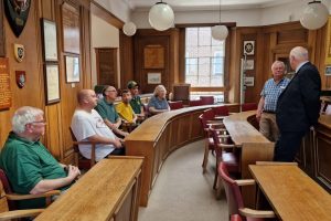 Oak Tree Farm representatives enjoyed a talk with the Past Town Mayor, Councillor Davies and the Town Clerk, on the Council Chamber and local democracy.