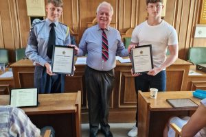 Town Mayor 2023-24 presenting the Air and Army Cadets with their Certificates of Appreciation